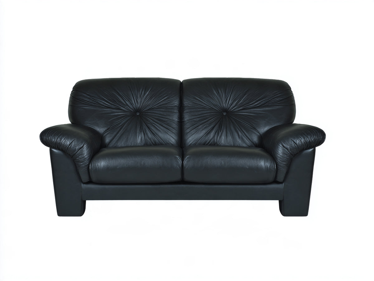 Divano a due posti - Pelle - 178x94x92 cm - Nero - Stile classico