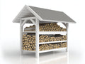 Portalegna - legno - 174x92x192 cm - bianco-grigio - stile rustico con tetto a falde