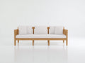 Divani da esterno - legno-tessuto - 218x84x80 cm - marrone chiaro-bianco - stile minimalista