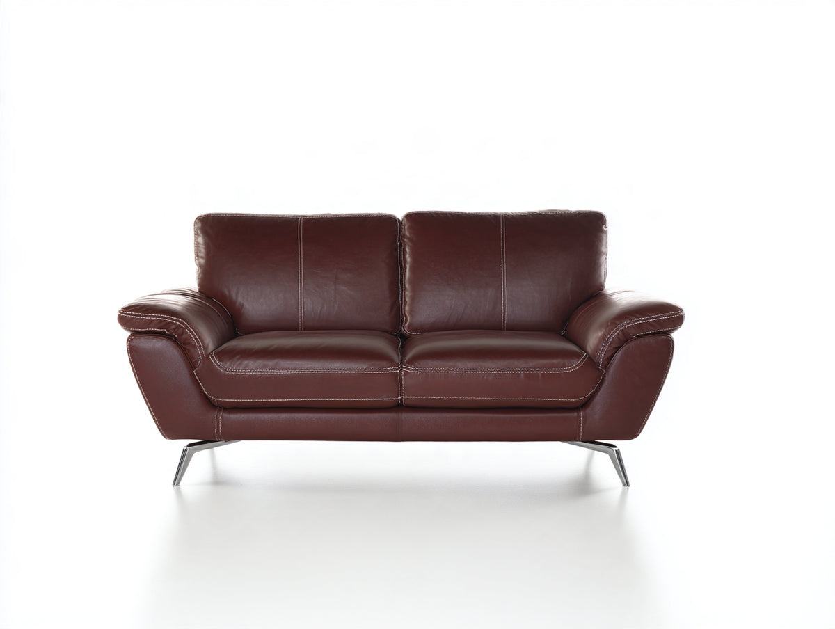 Divano a due posti - Pelle - 181x91x86 cm - Marrone scuro - Stile contemporaneo