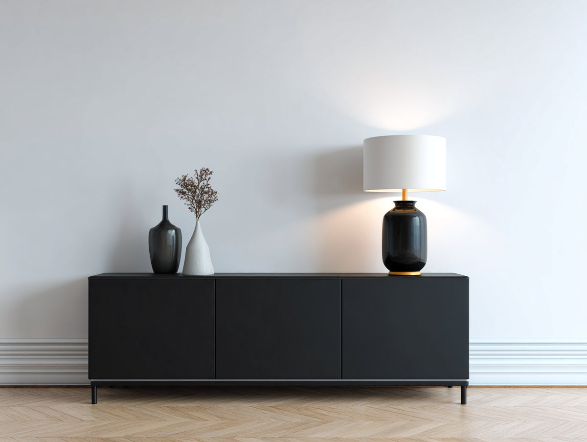 Mobile ingresso - legno - 188x42x77 cm - nero - stile contemporaneo