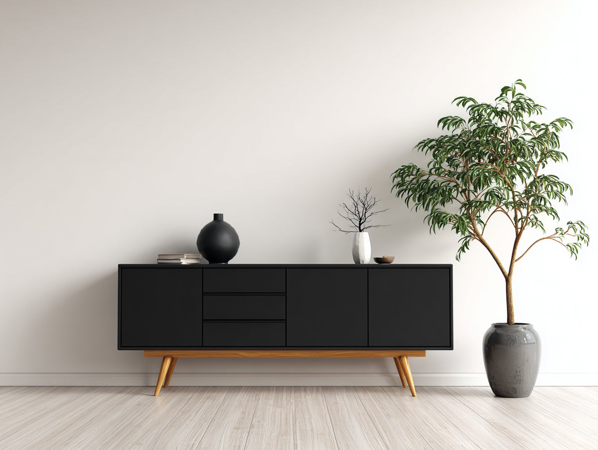 Mobile ingresso - legno - 186x43x78 cm - nero-marrone naturale - stile moderno