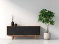 Mobile ingresso - legno - 191x42x76 cm - nero-marrone naturale - stile minimalista