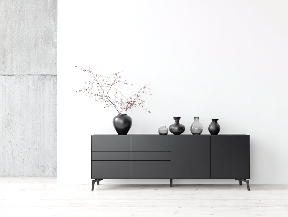 Mobile ingresso - legno - 184x44x82 cm - nero - stile contemporaneo