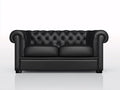 Divano a due posti - Pelle - 174x92x76 cm - Nero - Stile Chesterfield