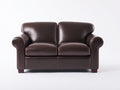 Divano a due posti - Pelle - 170x88x86 cm - Marrone scuro - Stile classico