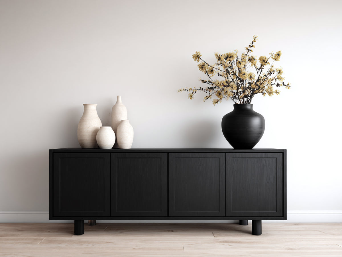 Mobile ingresso - legno - 184x43x79 cm - nero - stile classico moderno
