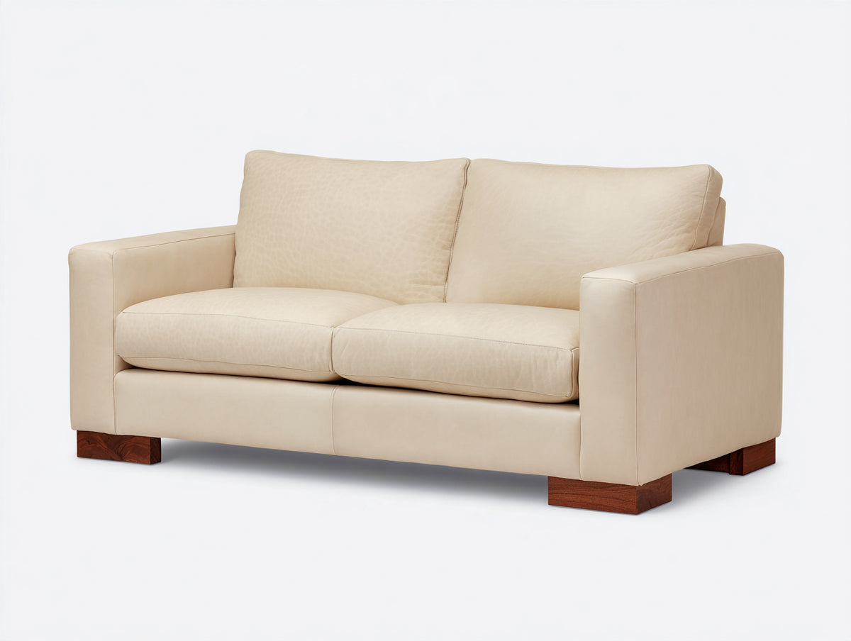 Divano a due posti - Pelle - 172x90x86 cm - Crema - Stile minimalista
