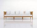 Divani da esterno - legno-tessuto - 258x86x79 cm - marrone chiaro-bianco - stile moderno
