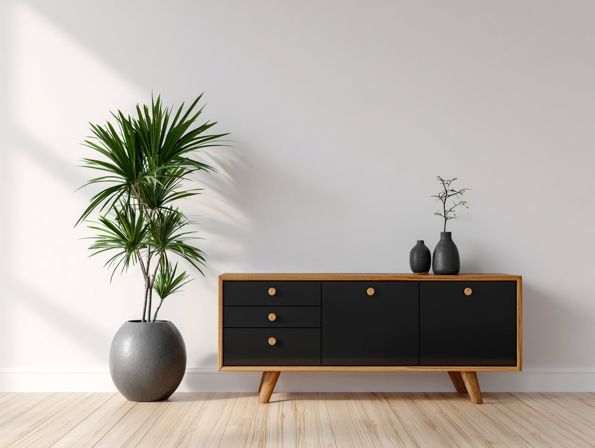 Mobile ingresso - legno - 162x42x78 cm - nero-marrone naturale - stile moderno