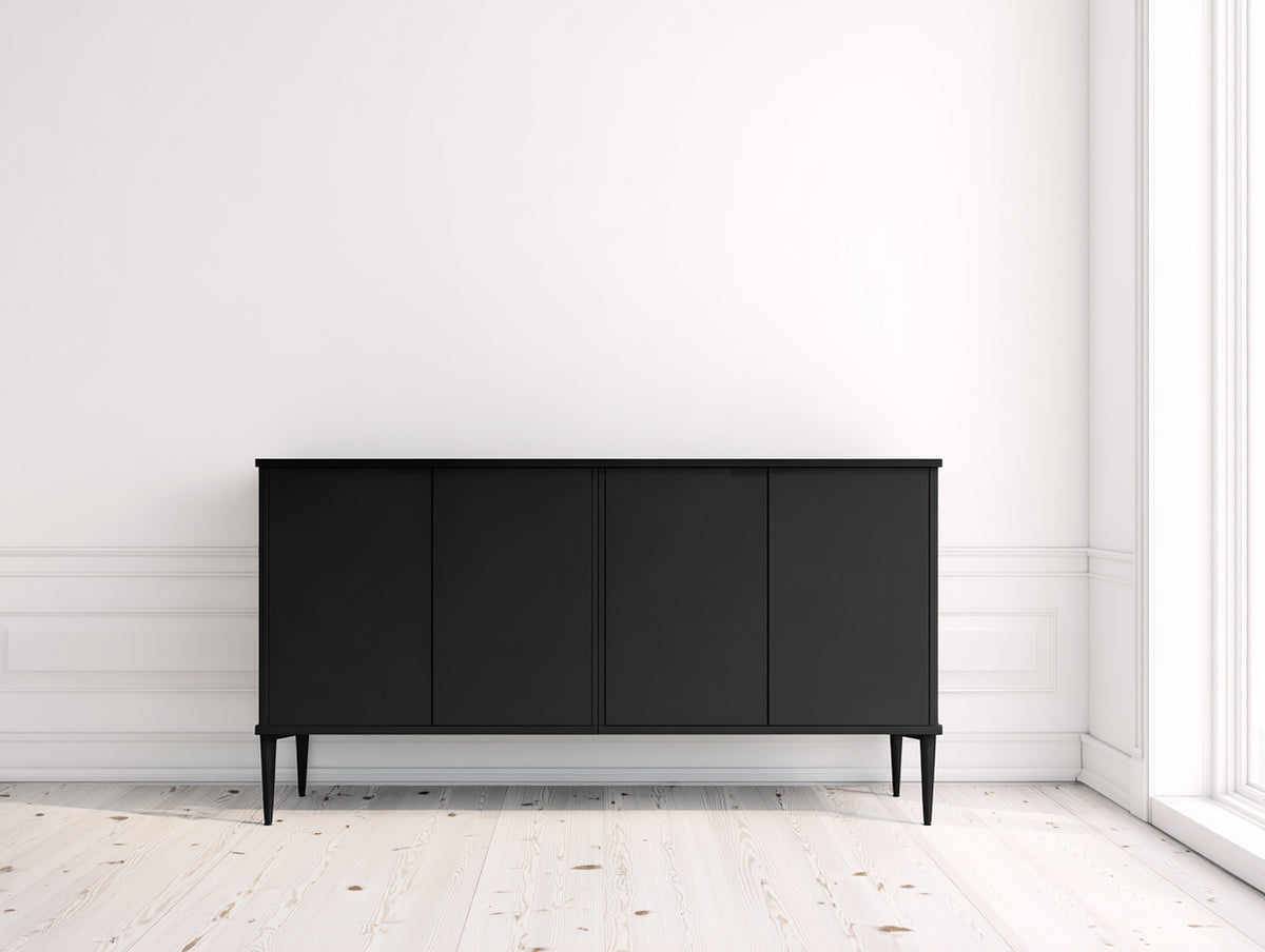 Mobile ingresso - legno - 176x40x83 cm - nero - stile minimalista
