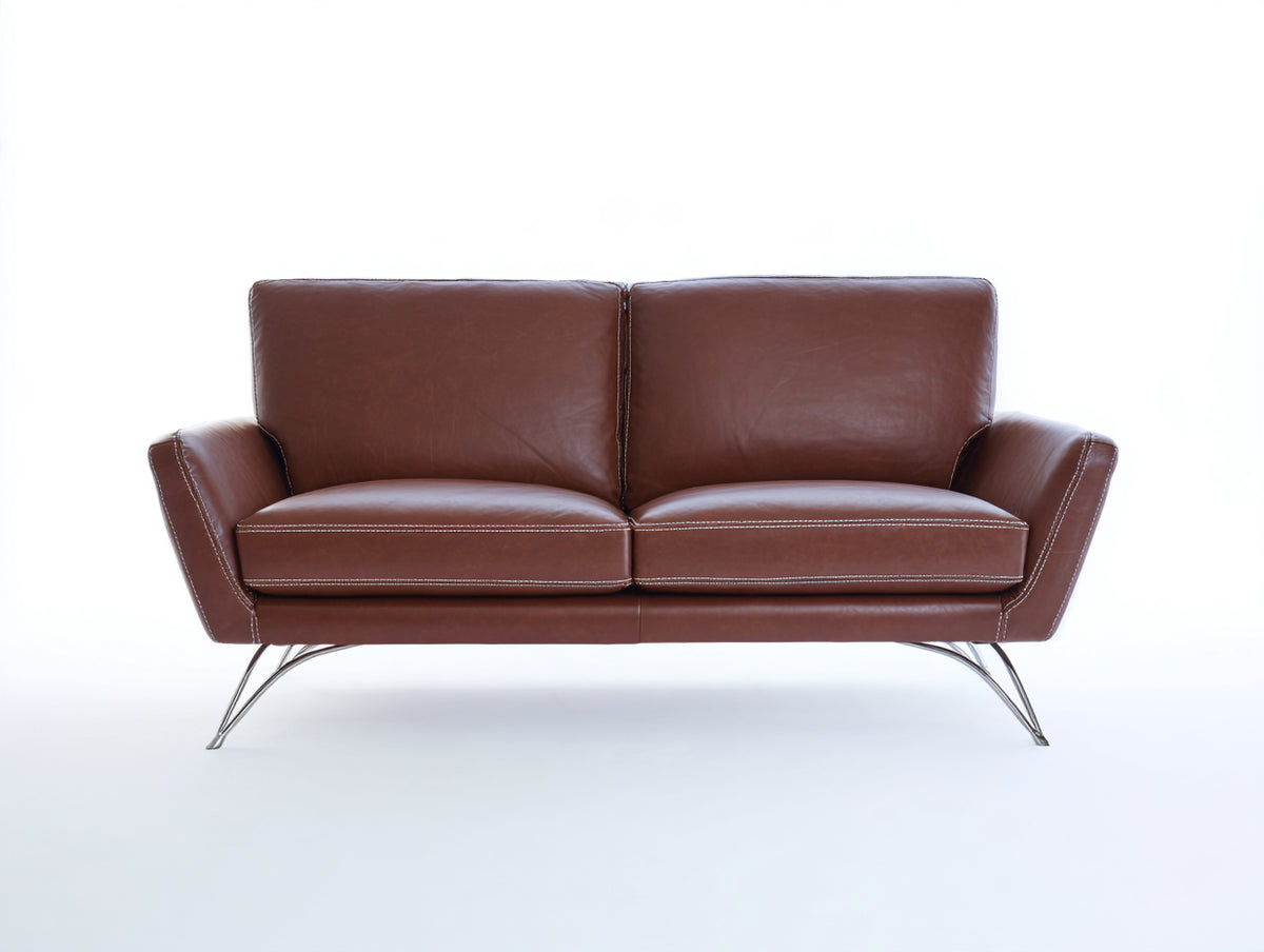 Divano a due posti - Pelle - 182x88x85 cm - Marrone cognac - Stile moderno