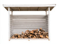 Portalegna - legno - 184x72x178 cm - bianco anticato-marrone chiaro - stile rustico con copertura
