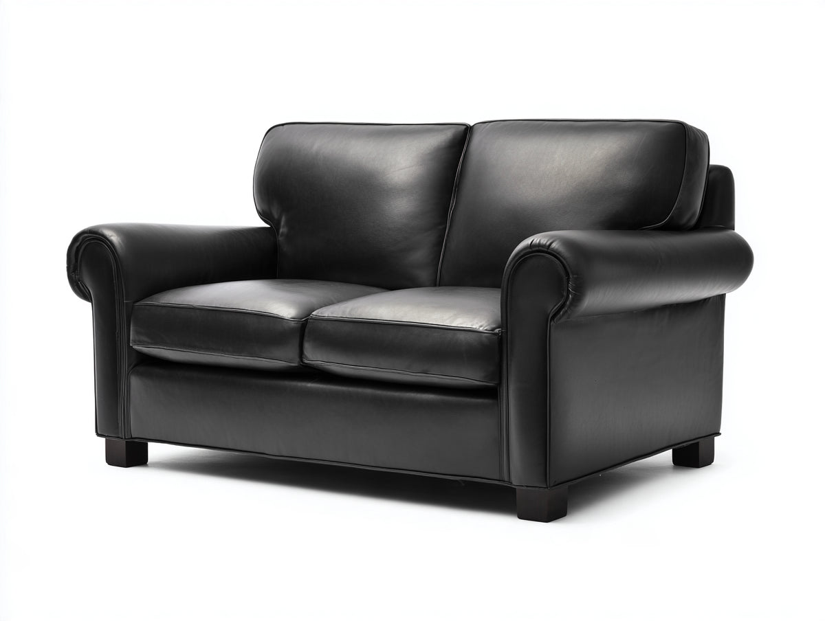 Divano a due posti - Pelle - 166x90x88 cm - Nero - Stile contemporaneo