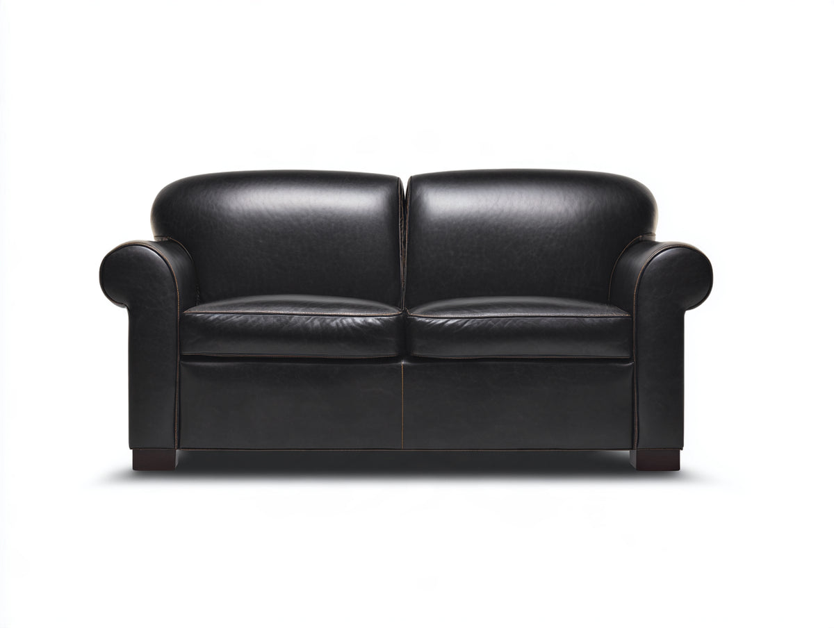Divano a due posti - Pelle - 170x89x84 cm - Nero - Stile tradizionale