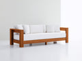 Divani da esterno - legno-tessuto - 226x91x77 cm - marrone caldo-bianco - stile contemporaneo