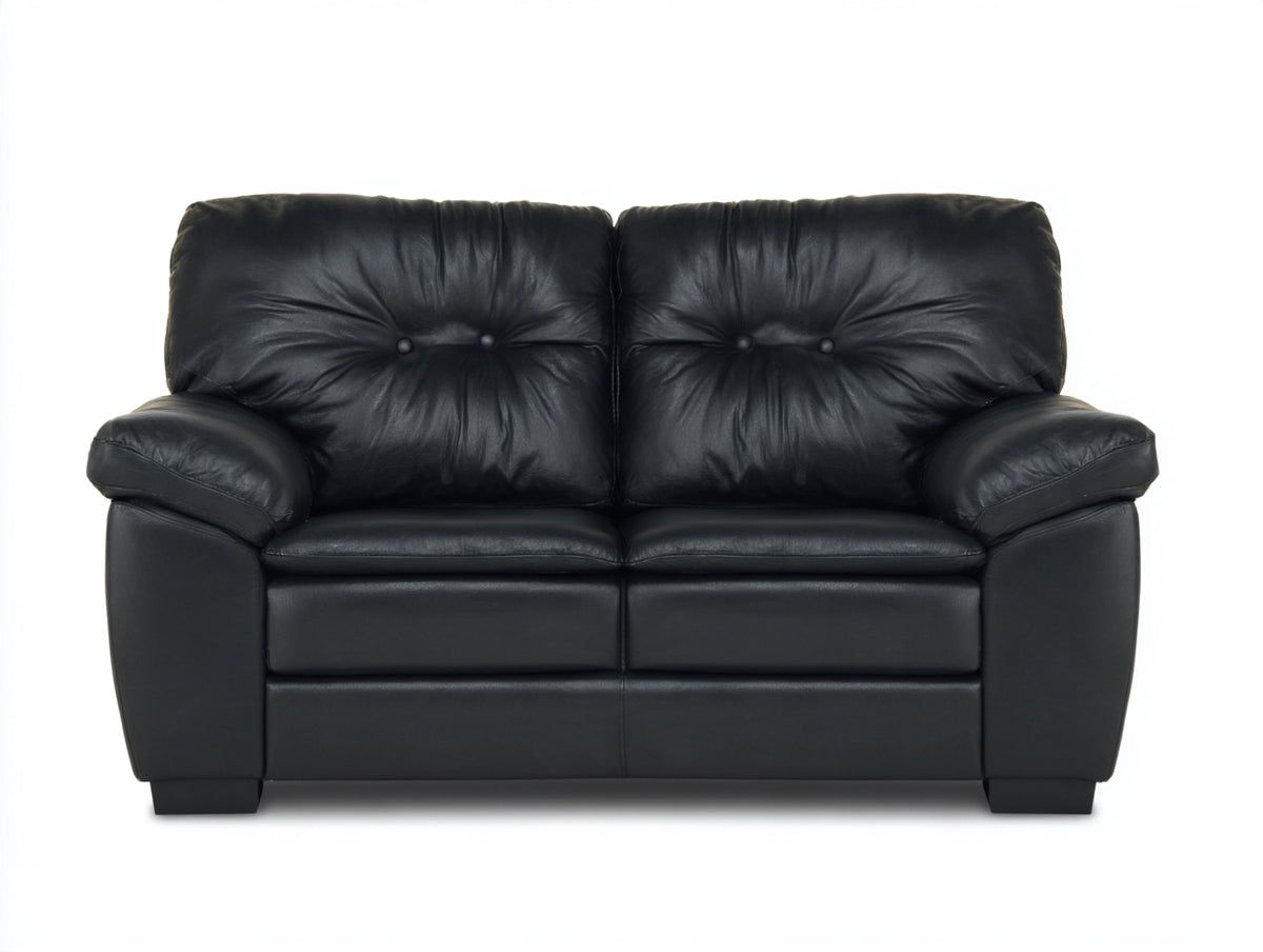 Divano a due posti - Pelle - 168x92x91 cm - Nero - Stile moderno
