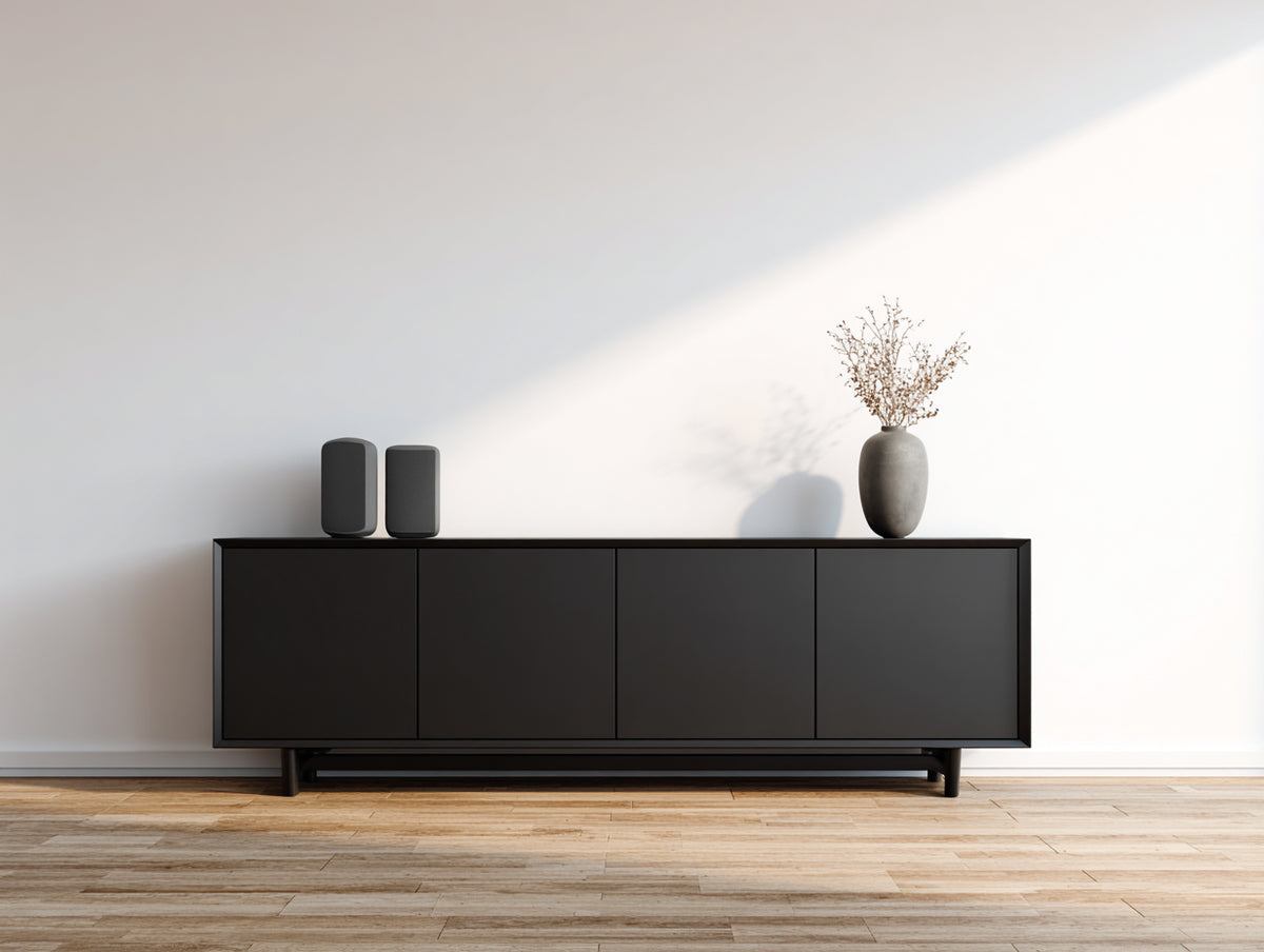 Mobile ingresso - legno - 192x44x74 cm - nero - stile moderno essenziale